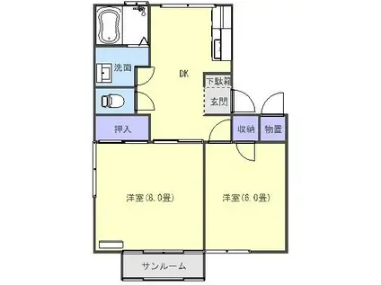 ダイショウハイツ(2DK/2階)の間取り写真