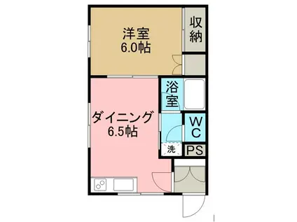 共栄荘(1DK/2階)の間取り写真