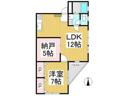 本道ハイツB棟(1SLDK/2階)の間取り写真