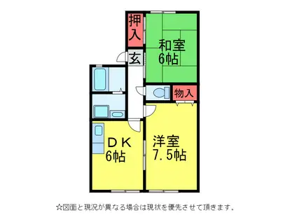 グランメール III(2DK/1階)の間取り写真
