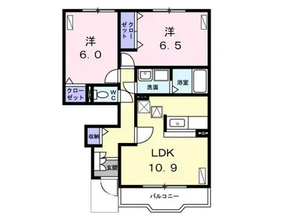 パークライン(2LDK/1階)の間取り写真