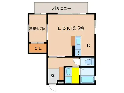 アルテマイスターイオ(1LDK/2階)の間取り写真