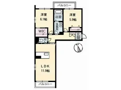 ベレオ南島田(2LDK/3階)の間取り写真