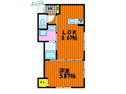 星と青空のクーレKULLE(1LDK/1階)の間取り写真