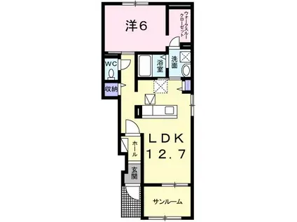 ソレイユ ルヴァン2(1LDK/1階)の間取り写真