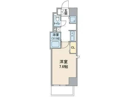 地下鉄鶴舞線 大須観音駅 徒歩7分 8階建 築7年(1K/7階)の間取り写真