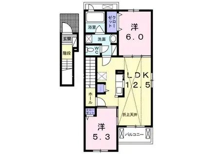 フォーリアII(2LDK/2階)の間取り写真