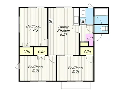 メゾンエリナA棟(3LDK/1階)の間取り写真