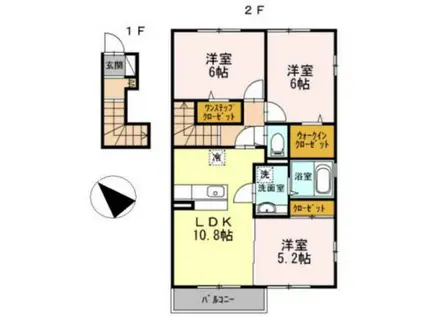 プランドール東原I(3LDK/2階)の間取り写真