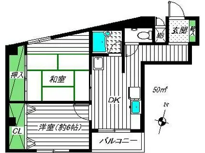ベストンハイム元町(2DK/3階)の間取り写真
