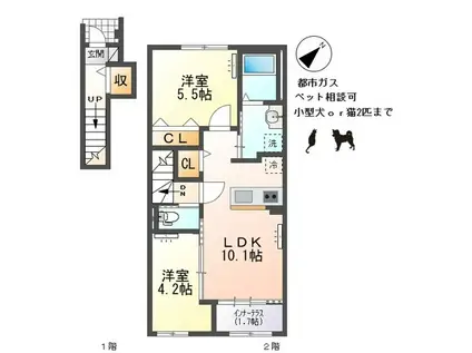 サクラII(2LDK/2階)の間取り写真