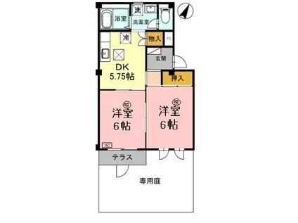 ローレルハイツI(2DK/1階)の間取り写真