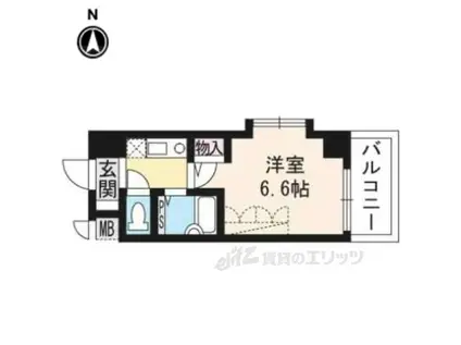 ラナップスクエア京都北野(1K/2階)の間取り写真