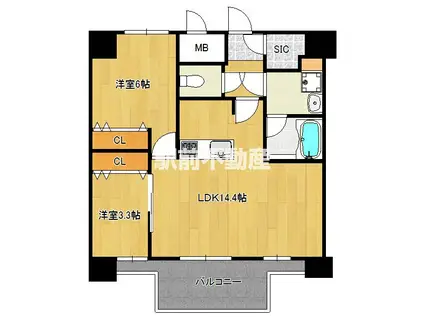 MODERN PALAZZO博多デュオグ(2LDK/11階)の間取り写真