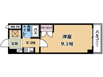 BEL PALAZZO(1K/3階)の間取り写真