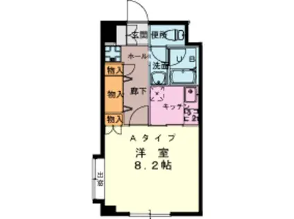 ベルドミール(1K/4階)の間取り写真