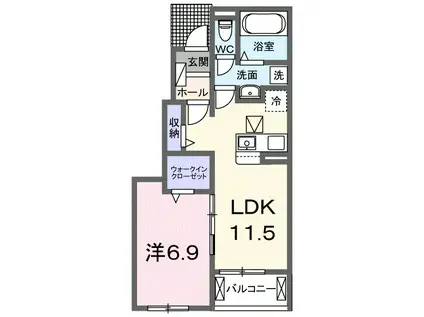 フォレストスクエアC 1LDKBTW(1LDK/1階)の間取り写真