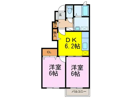 マードレCD(2DK/1階)の間取り写真