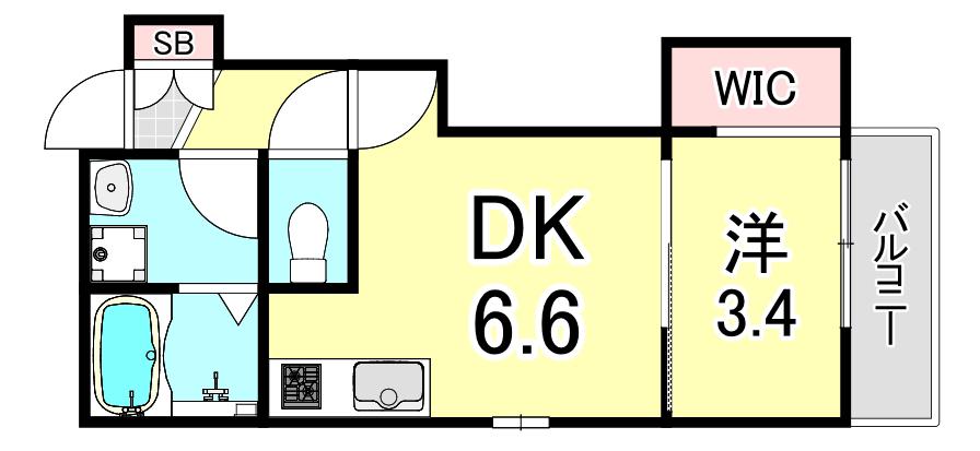 S-FLATさくら夙川(1DK/3階)の間取り写真