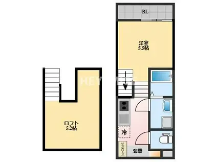 クレインズゲート飯盛(1K/1階)の間取り写真