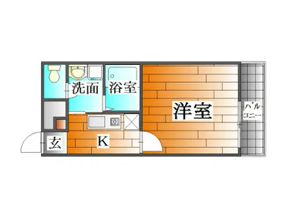 アンプルール ヴューテラスI(1K/1階)の間取り写真