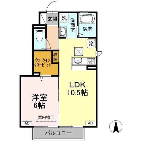 クレストコート(1LDK/1階)の間取り写真