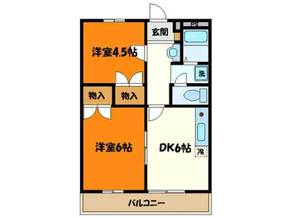 レオパレス751(2DK/1階)の間取り写真