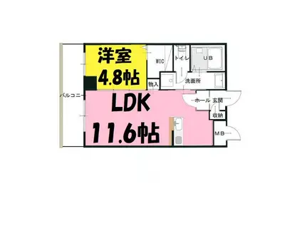 ブライトック南越谷(1LDK/3階)の間取り写真