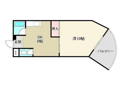 ヒルサイドハイツ(1DK/1階)の間取り写真