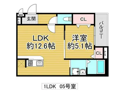 フジパレス今津中五丁目B棟(1LDK/1階)の間取り写真