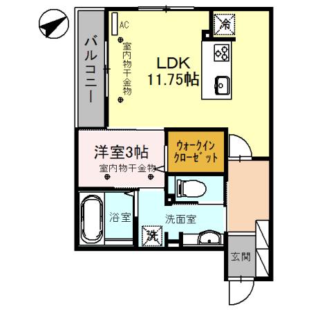 LIEN(1LDK/3階)の間取り写真