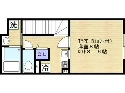 クレセント南千住III(1K/2階)の間取り写真