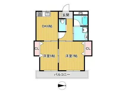 メゾンスバル(2DK/3階)の間取り写真