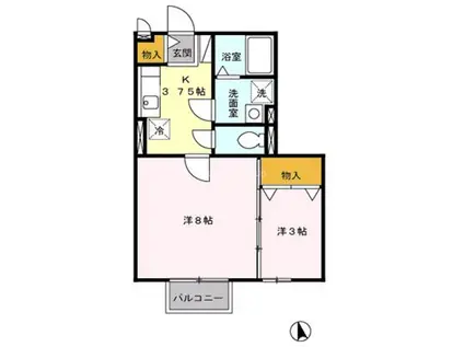 メゾン・ド・コンフォール(1LDK/2階)の間取り写真