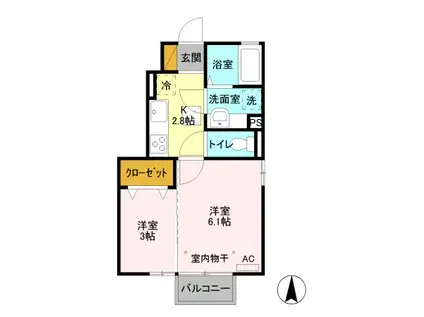 D-ROOMスプリングウィンド A(2K/1階)の間取り写真