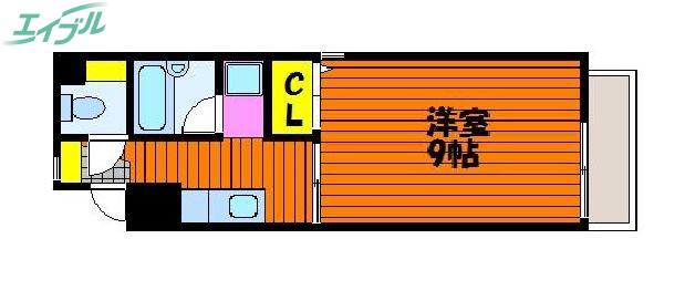 アミスター大供(1K/6階)の間取り写真