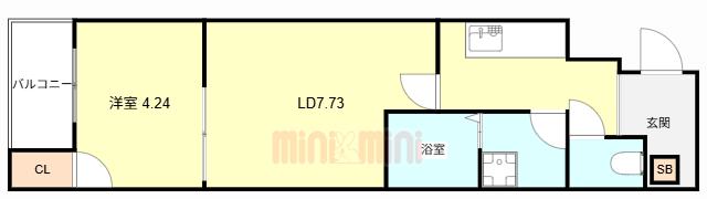 パークス神戸(1LDK/5階)の間取り写真