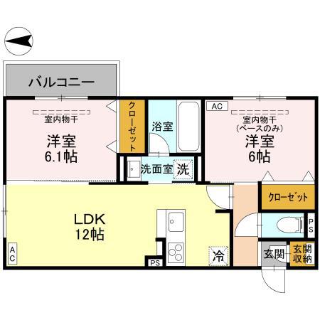 DR相木HATI(2LDK/2階)の間取り写真