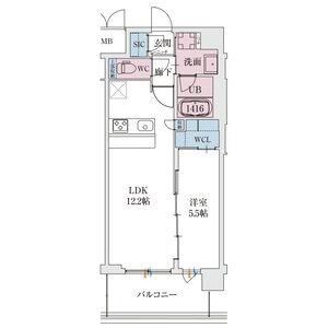 スプランディッド天王寺サウス(1LDK/4階)の間取り写真