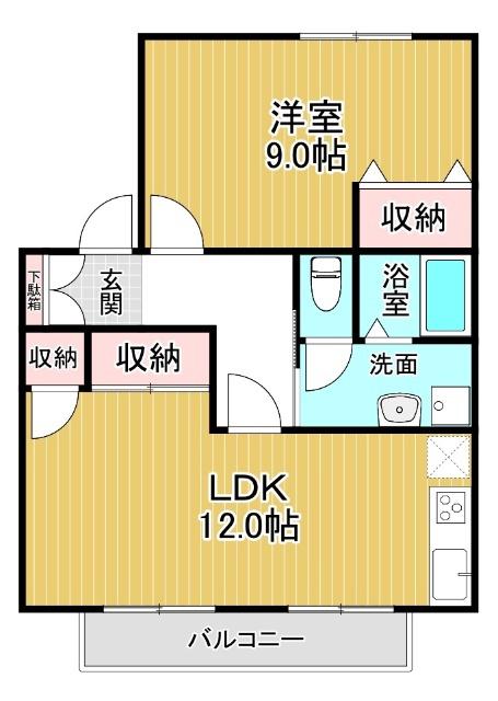 メゾン・カナルパーク(1LDK/1階)の間取り写真