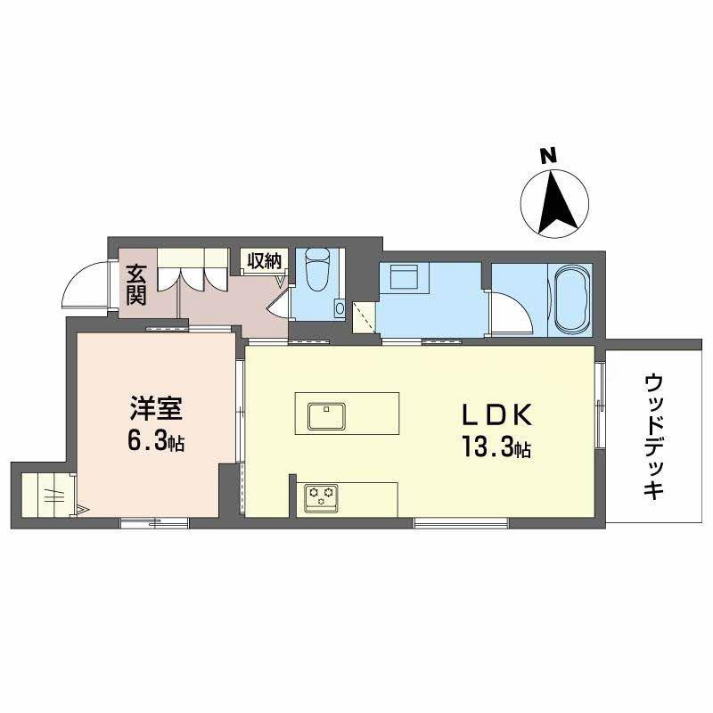 エクラージュ吹上(1LDK/1階)の間取り写真