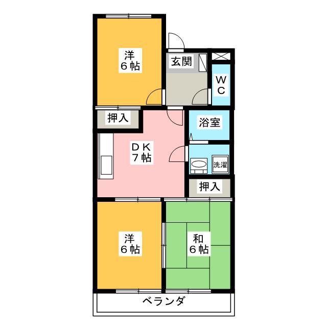 ハイツ須賀(3DK/4階)の間取り写真