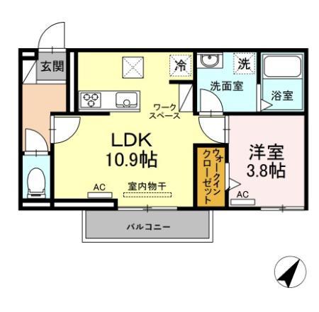 歩夢III(1LDK/1階)の間取り写真
