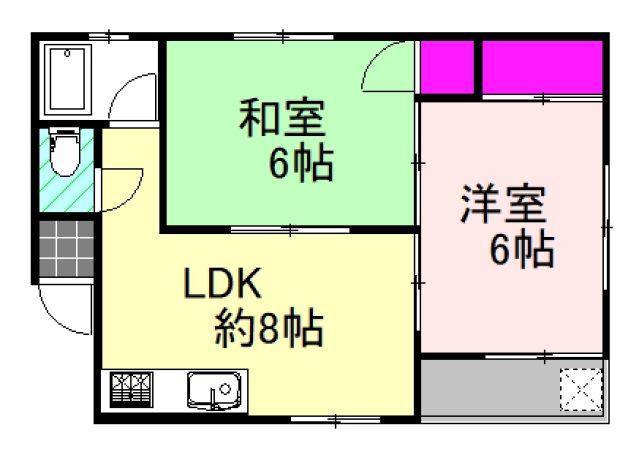 大原マンション(2LDK/1階)の間取り写真