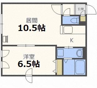 アビネス本通II(1LDK/2階)の間取り写真