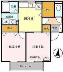 セジュールSKY C棟(2DK/2階)の間取り写真