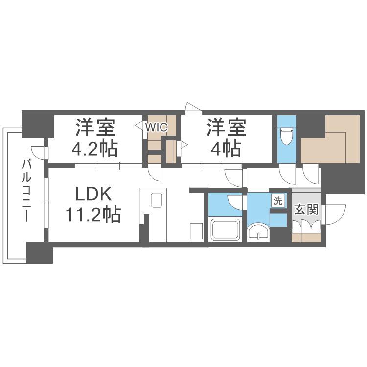 セイワパレス本町東(2SLDK/9階)の間取り写真