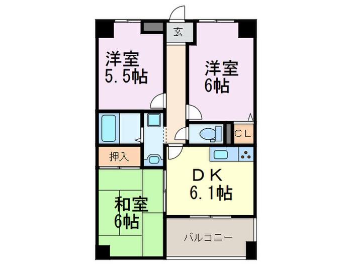 Sメゾン魚住(3DK/2階)の間取り写真