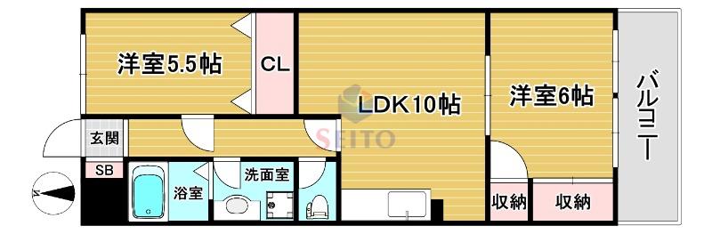 三浦マンション(2LDK/2階)の間取り写真