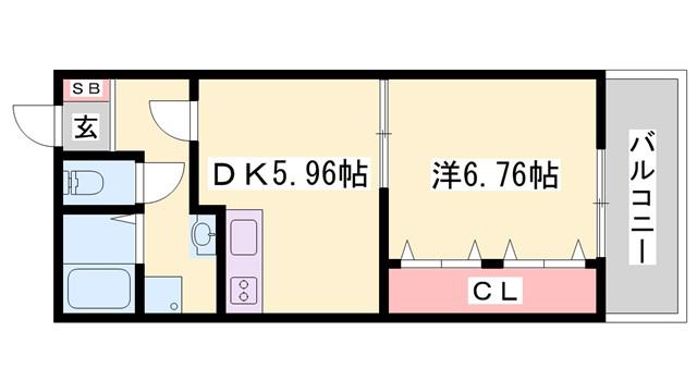ロイヤルアガホ(1DK/1階)の間取り写真